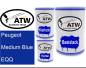 Preview: Peugeot, Medium Blue, EQQ: 500ml Lackdose + 500ml Klarlack + 250ml Härter - Set, von ATW Autoteile West.